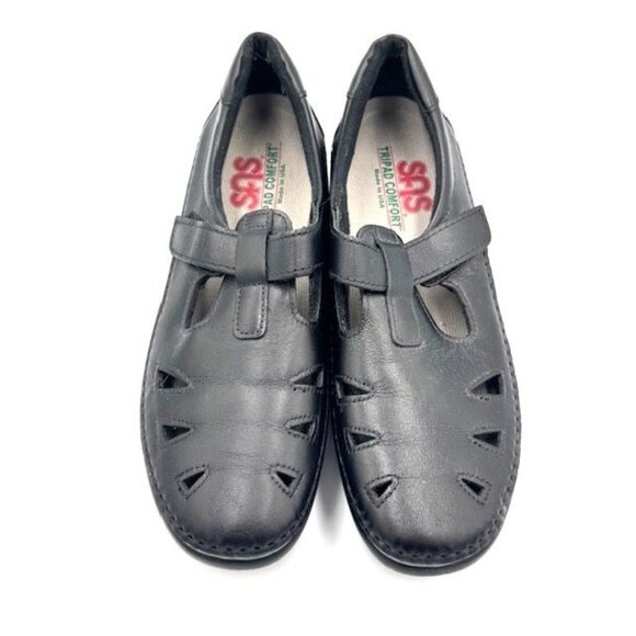 NWOT SAS Womens 8.5N Black Leather Tripad Comfort Mary Janes - Picture 1 of 5